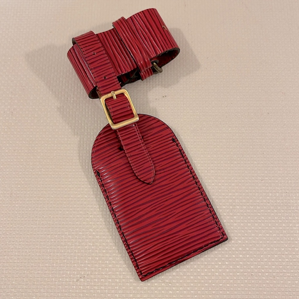 Louis Vuitton Red Epi Luggage Tag & Poignet Set